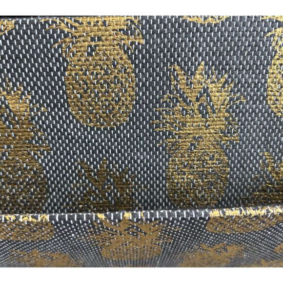 Gold Black Pineapple Black Lined Storage Bins Set Of 2 Large & Small - Picture 2 of 4